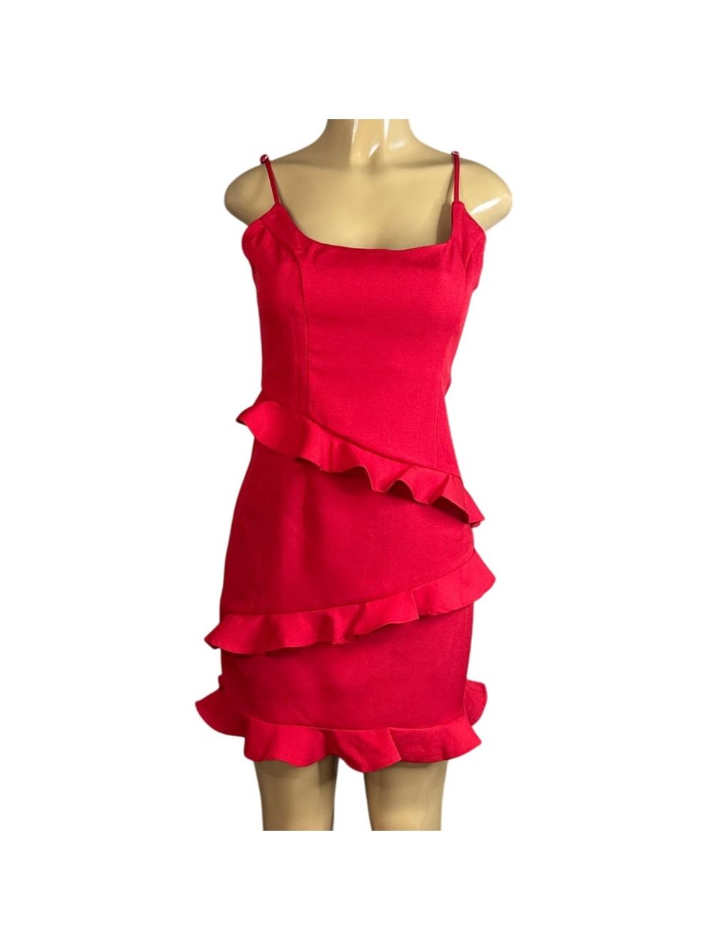 Saints + Secrets Frilled To Meet You Mini Dress Sleeveless Red SZ Large NWT
